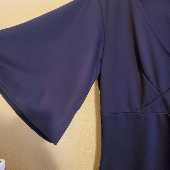 Navy Side Ruffle Dress - Picture 2 of 3